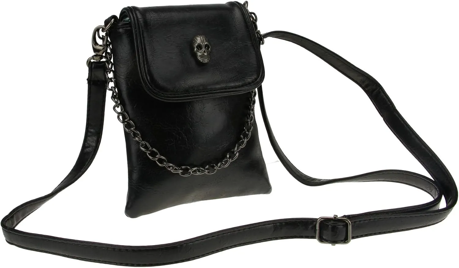 Women Girls Studded Skull Gothic Crossbody Shoulder Bag Travel Leather Handbag Cellphone Purse