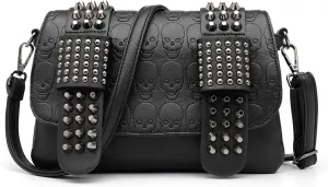 Women Gothic Skull Cross body Purse Bags Skull Rivet Shoulder Bag Purse