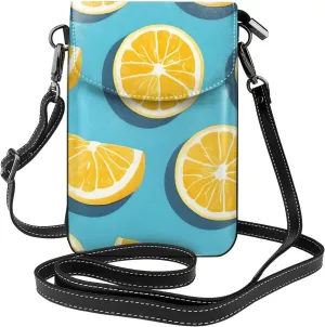 women Small Cell Phone Purse Lemon wedges pattern : Multifunction,Soft, durable,Convenient for daily use and travel Black