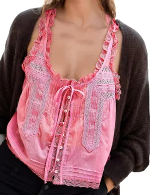 Women Summer Beach Vacation Boho Tie Front Tank Top Lace Y2k Button Down Cardigan Fashion Crop Tops Clothes 2025