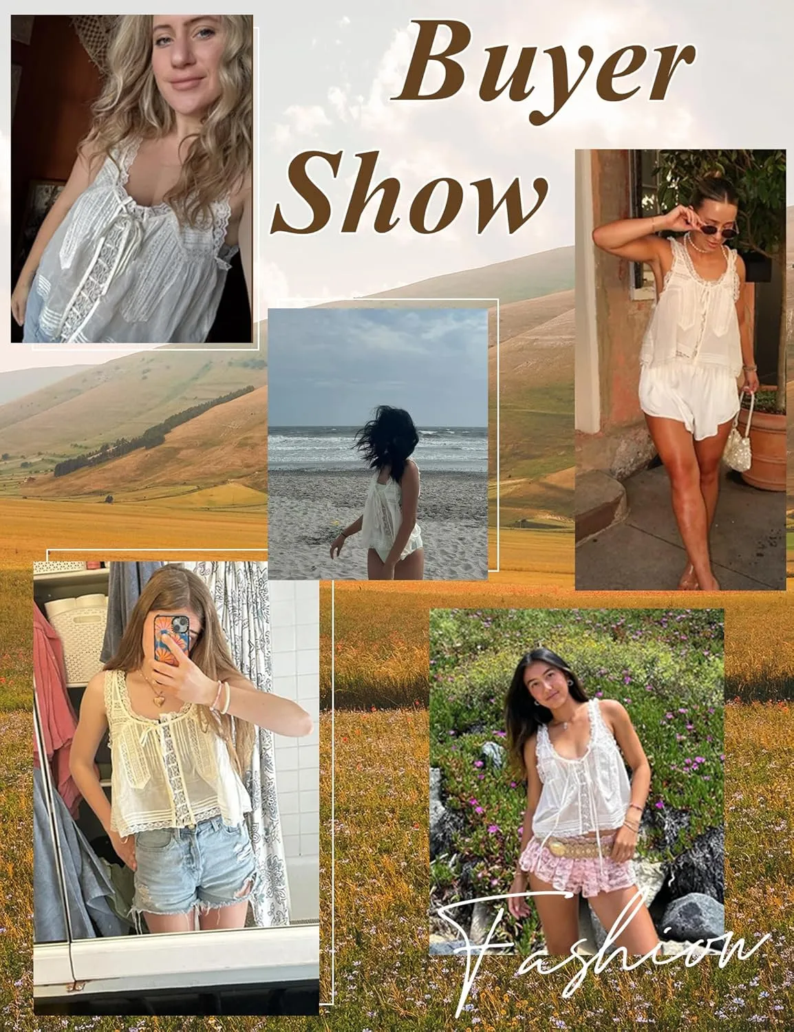 Women Summer Boho Lace Tie Front Tank Beach Vacation Top Button Down Sleeveless Cardigan Crop Y2k Tops Clothes 2025