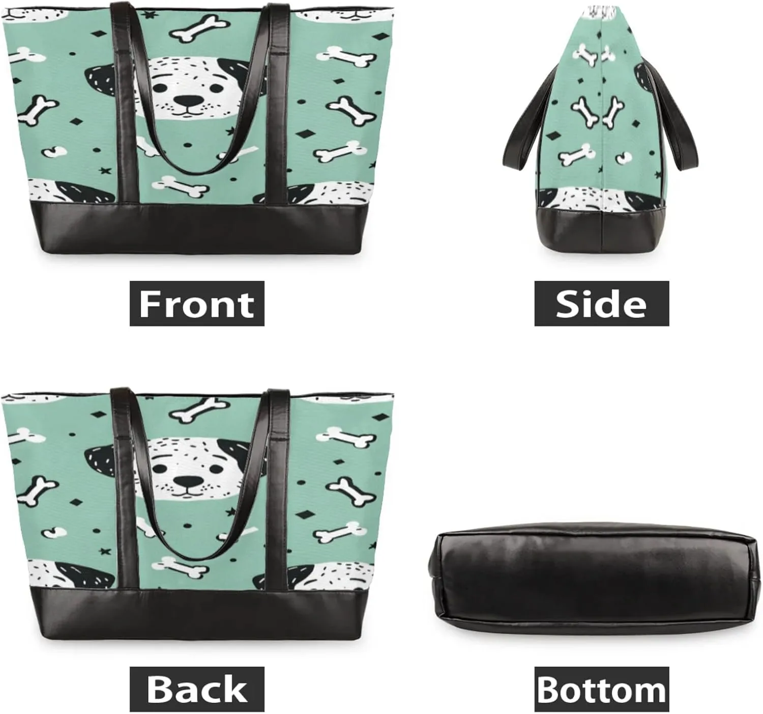 Women Tote Bag with Zipper, Shopper Handbag Travel Purse, PU Leather Laptop Tote Bags, Weekender Bags