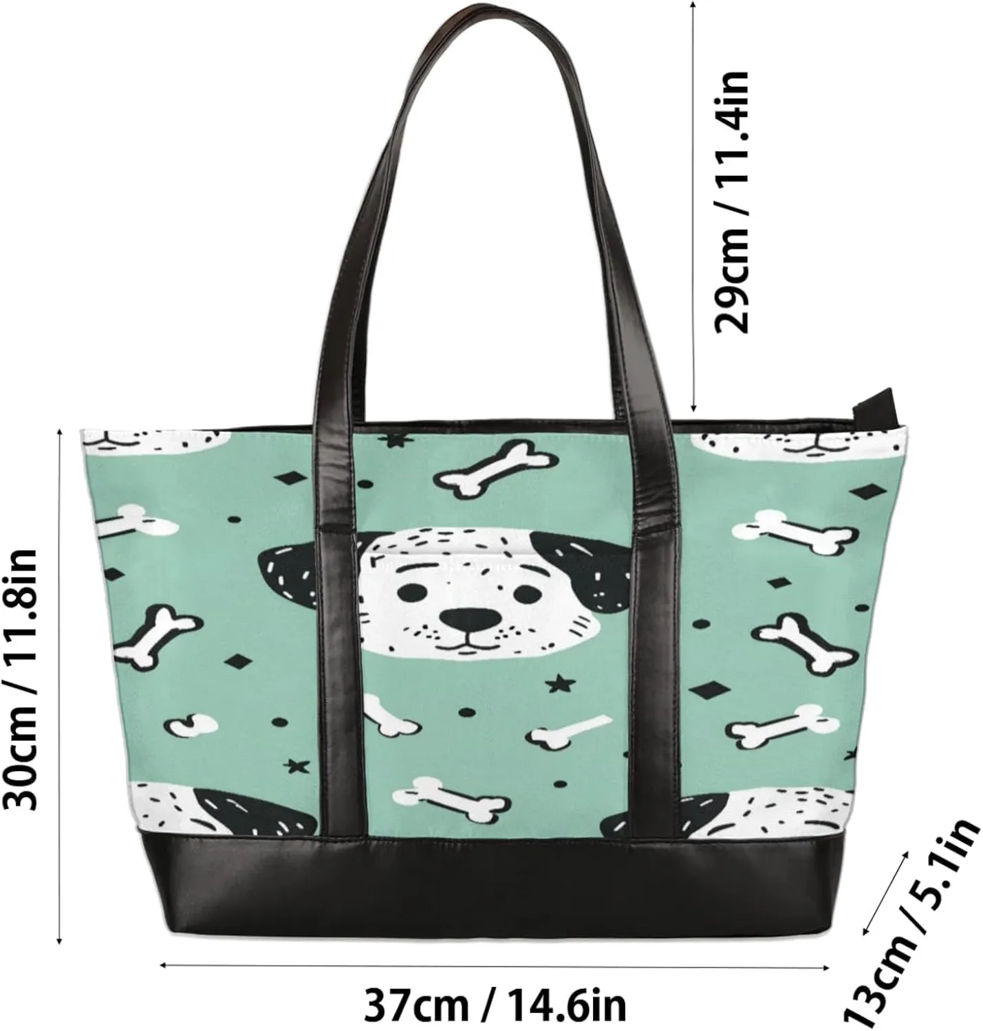 Women Tote Bag with Zipper, Shopper Handbag Travel Purse, PU Leather Laptop Tote Bags, Weekender Bags