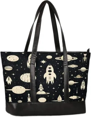 Women Tote Bag with Zipper, Shopper Handbag Travel Purse, PU Leather Laptop Tote Bags, Weekender Tote Bags