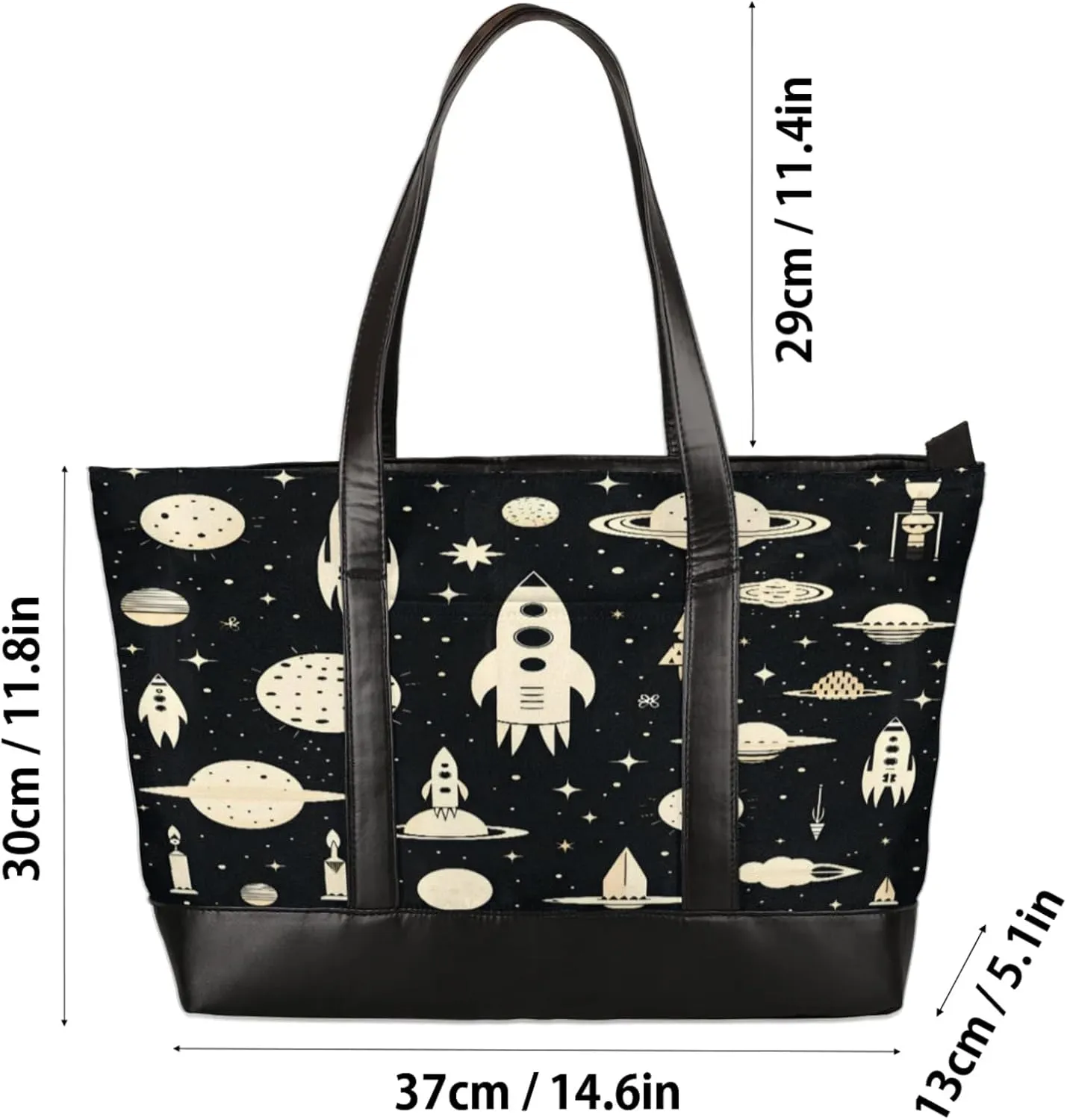 Women Tote Bag with Zipper, Shopper Handbag Travel Purse, PU Leather Laptop Tote Bags, Weekender Tote Bags