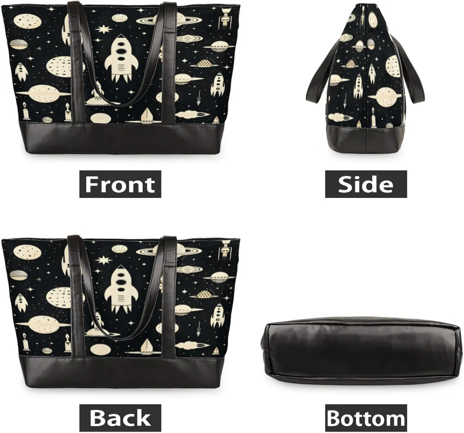 Women Tote Bag with Zipper, Shopper Handbag Travel Purse, PU Leather Laptop Tote Bags, Weekender Tote Bags