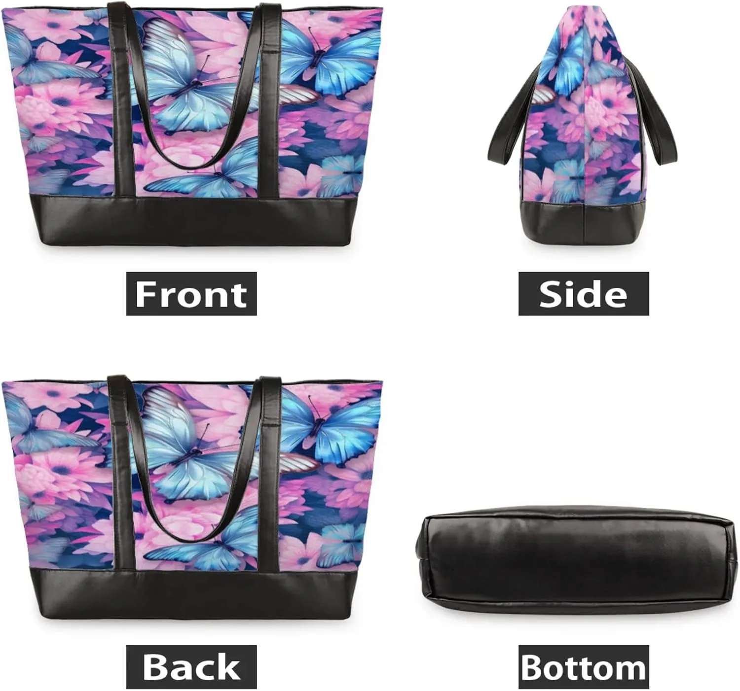 Women Tote Bag with Zipper, Shopper Handbag Travel Purse, PU Leather Laptop Tote Bags, Weekender Tote Bags