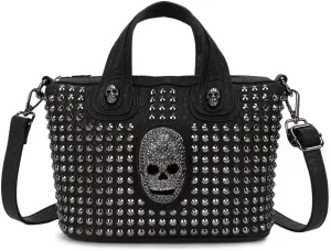 Women Tote Bags Studded Handbag Skull Satchel Gothic Shoulder Bag Purse