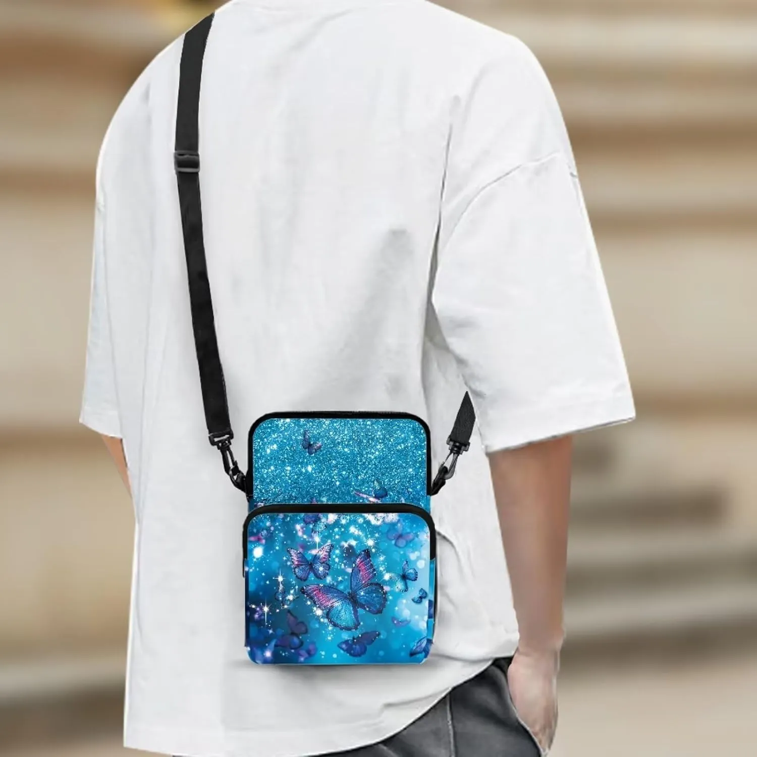 Women's 2 Layer Crossbody Bag Messenger Shoulder Bag Travel Passport Purse Wallet Bag