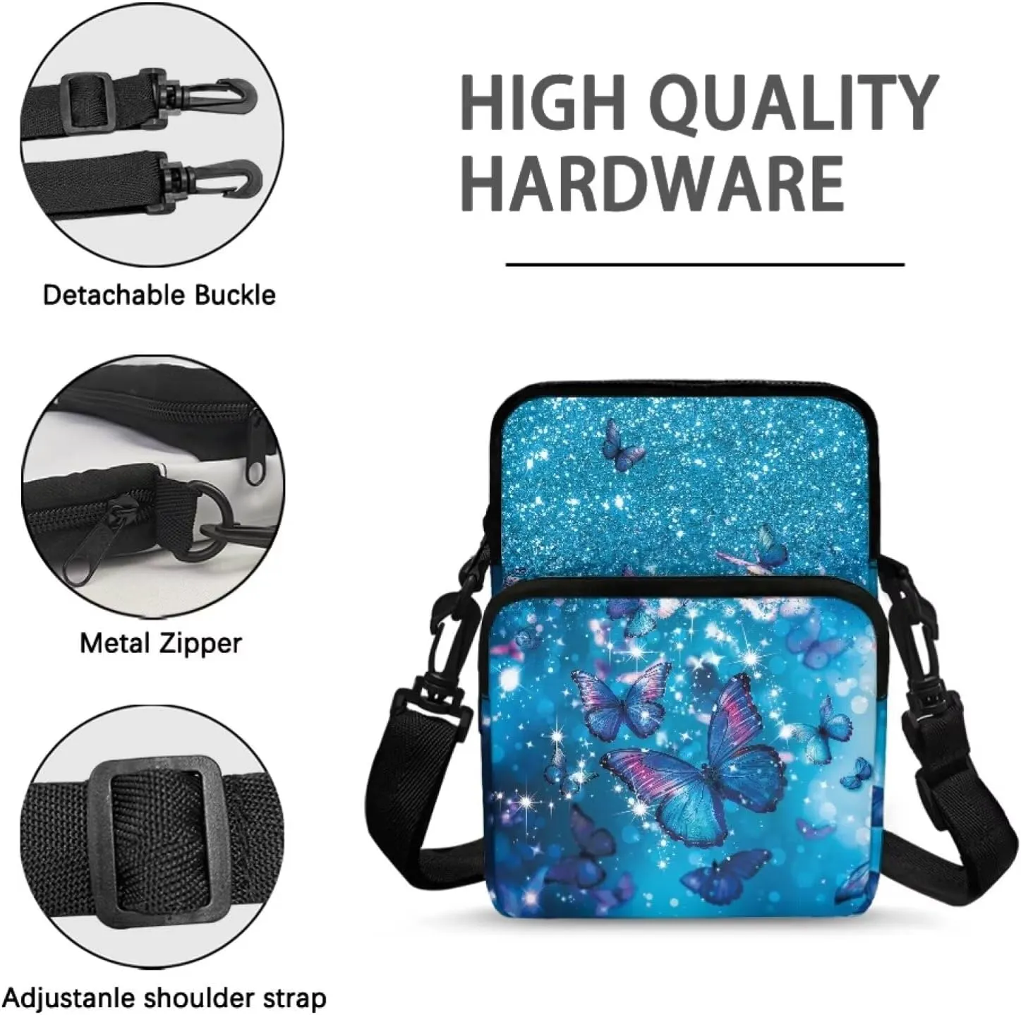 Women's 2 Layer Crossbody Bag Messenger Shoulder Bag Travel Passport Purse Wallet Bag