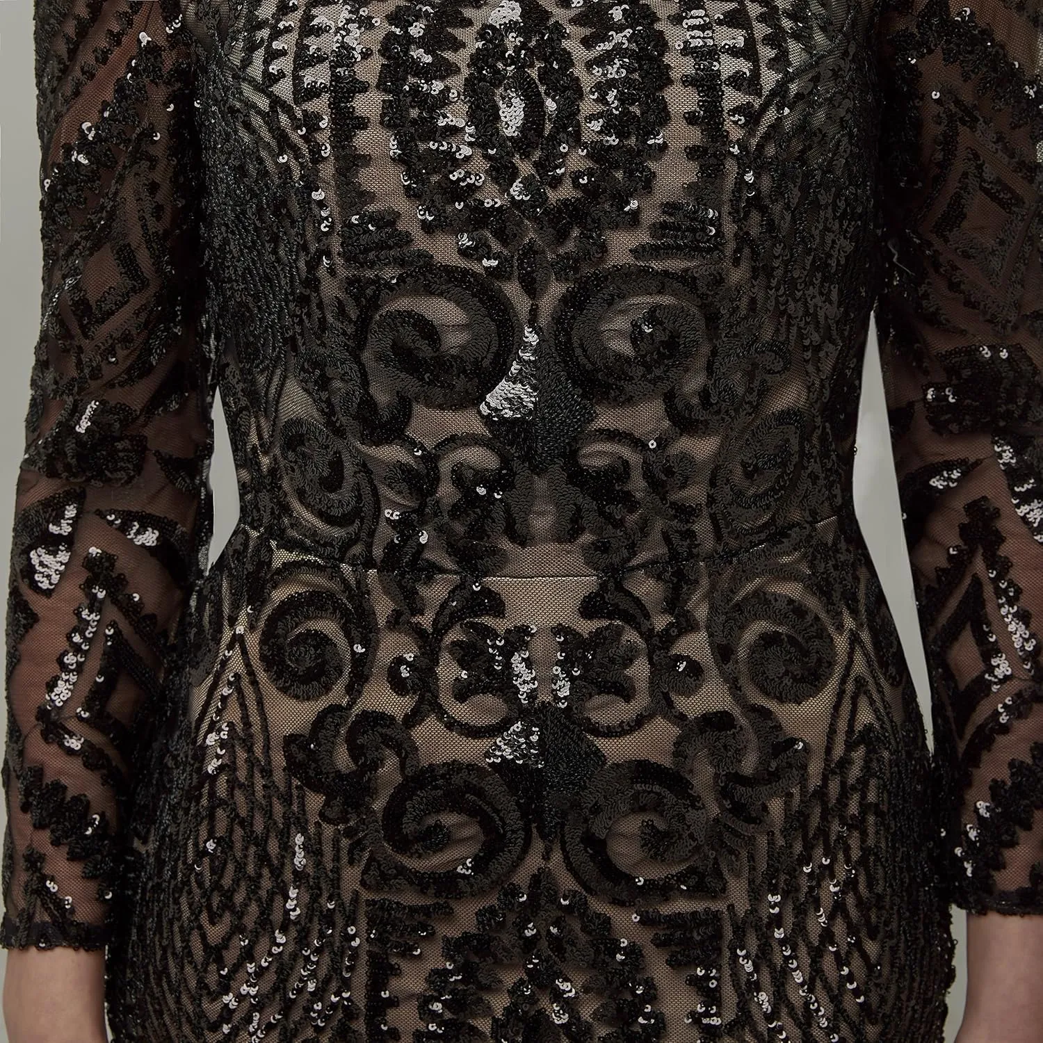 Women's Bateau Long Sleeves Sequins Mermaid Evening Dress