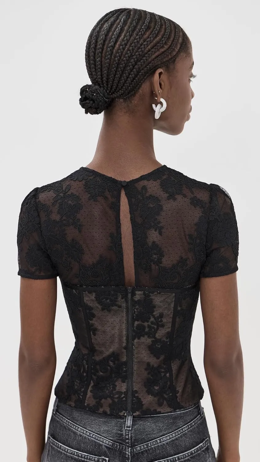 Women's Black Lace Bustier Top