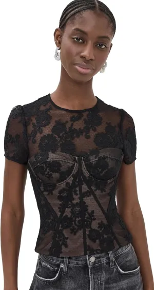 Women's Black Lace Bustier Top