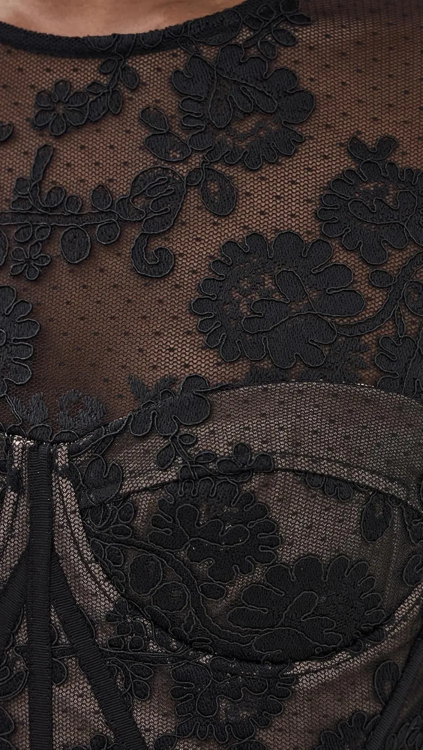 Women's Black Lace Bustier Top