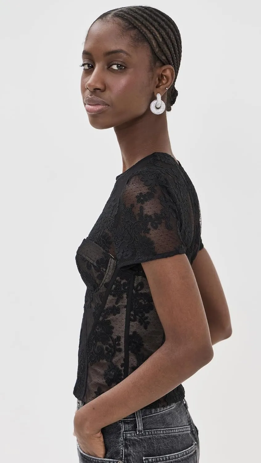Women's Black Lace Bustier Top