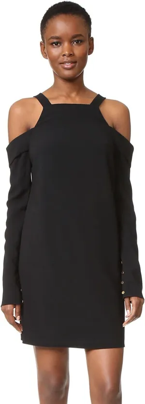 Women's Cold Shoulder Halter Dress, Black, Size 4