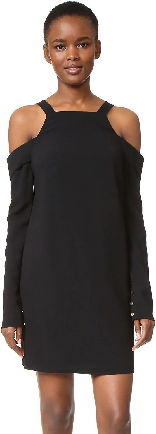 Women's Cold Shoulder Halter Dress, Black, Size 4
