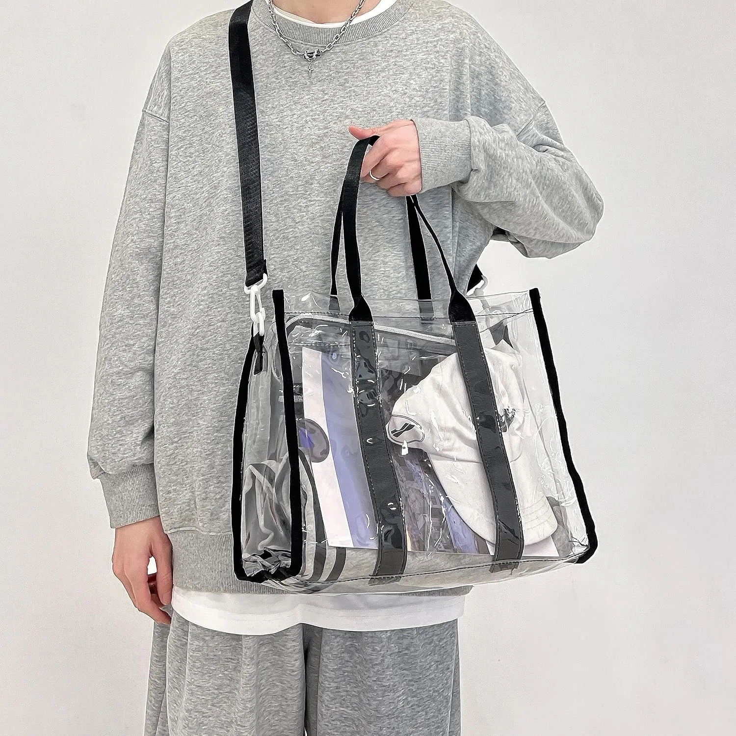 Women's Fashion Shoulder Cross Bag PVC Transparent Beach Bag Large Capacity Can Store Daily Necessities