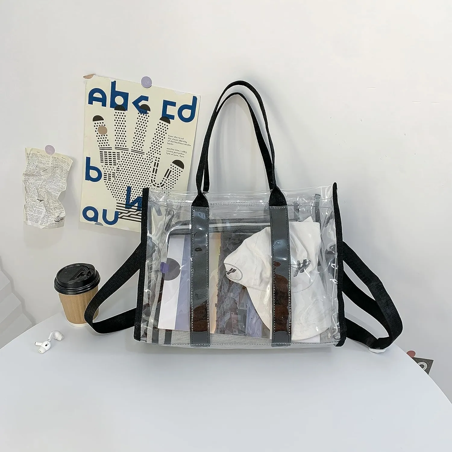 Women's Fashion Shoulder Cross Bag PVC Transparent Beach Bag Large Capacity Can Store Daily Necessities