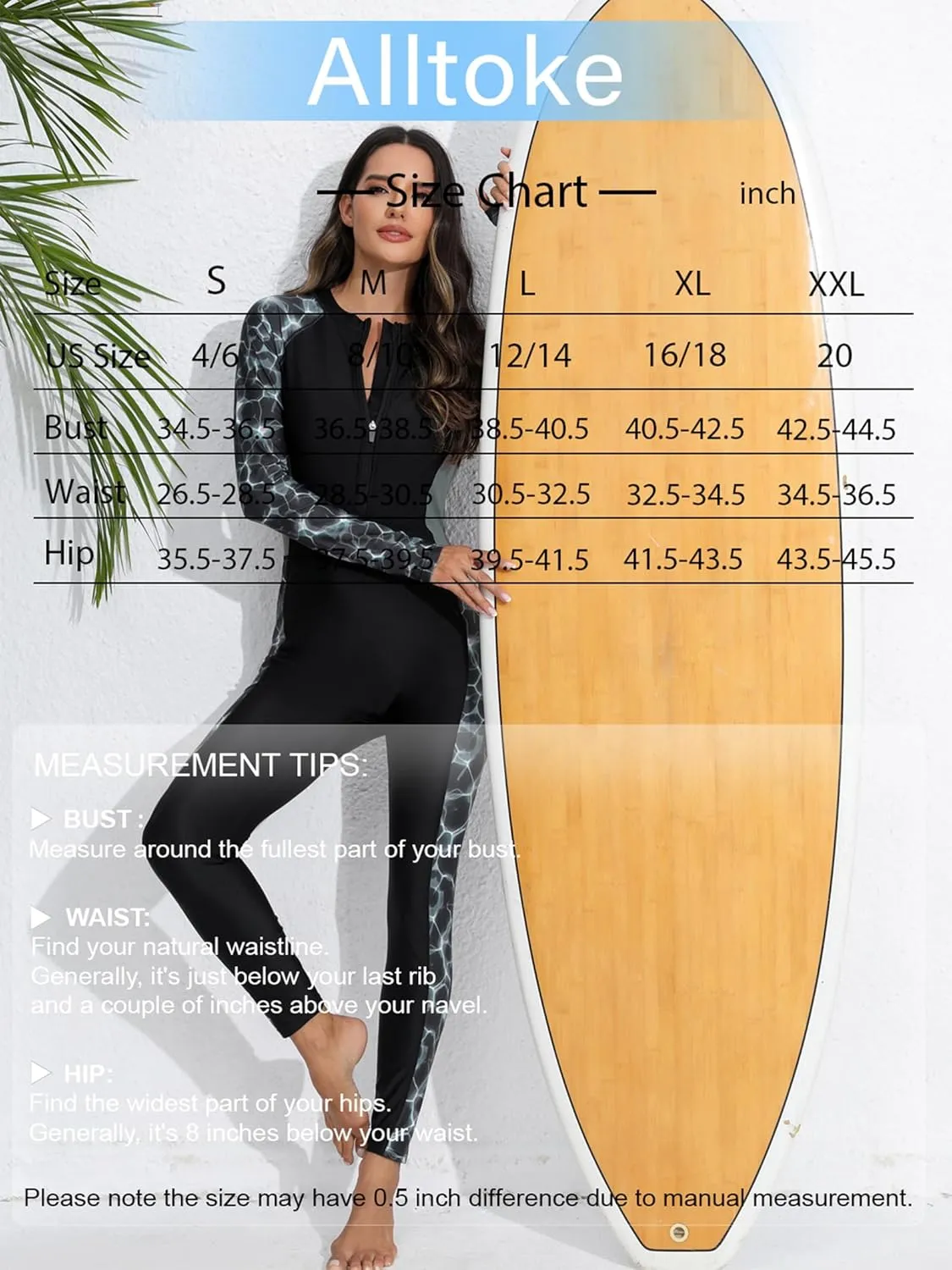 Womens Full Body Zip Front Rash Guard Long Sleeve One Piece Bathing Suit with Built in Bra UPF50  Surf Swimsuit