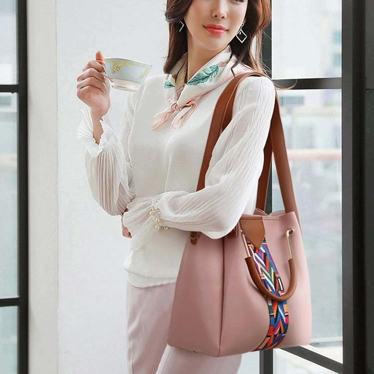 Women's Handbags 4 Pcs/Set Women Handbag Messenger Bags for Ladies Fashion Shoulder Bag Lady PU Leather Casual Female Shopper Tote(Green)