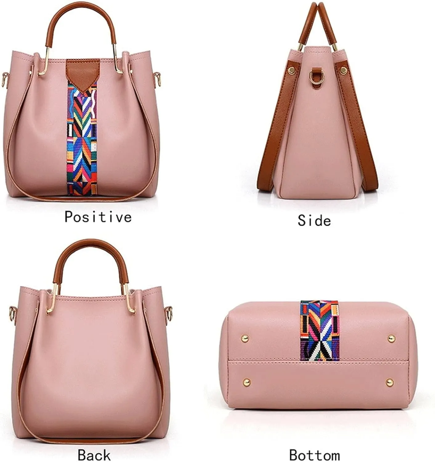 Women's Handbags 4 Pcs/Set Women Handbag Messenger Bags for Ladies Fashion Shoulder Bag Lady PU Leather Casual Female Shopper Tote(Green)