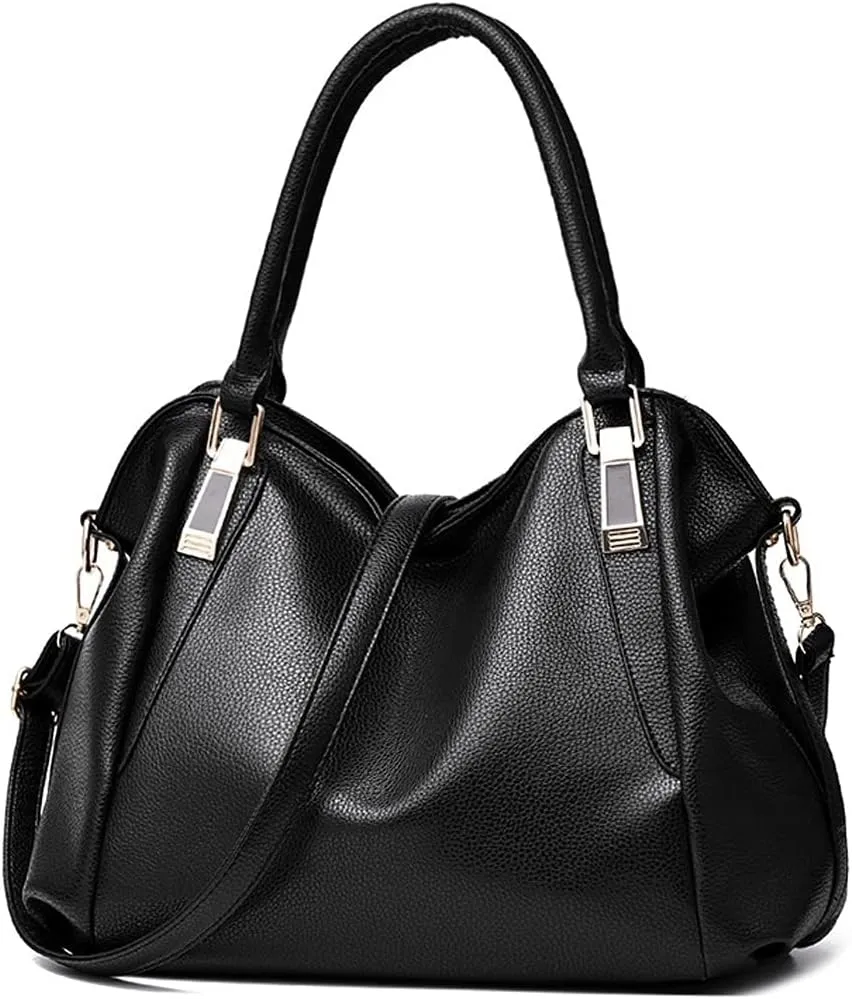 Women's Handbags Luxury Handbags Women Shoulder Bag Casual Large Tote Bags Hobo Soft Leather Ladies' Crossbody Messenger Bag(Black)