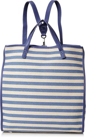 Women's Herringbone Stripe Convertible Backpack Tote, Marine