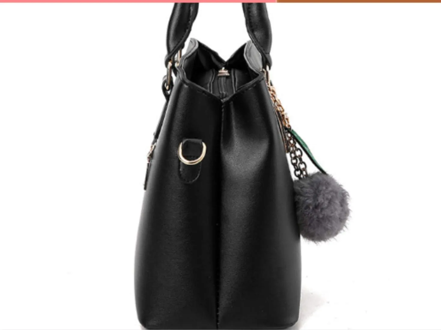 Women's Large Capacity Shoulder Casual Messenger Winter Hair Ball Decoration Handbag