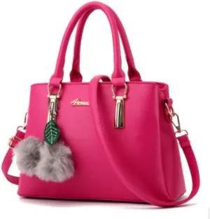 Women's Large Capacity Shoulder Casual Messenger Winter Hair Ball Decoration Handbag