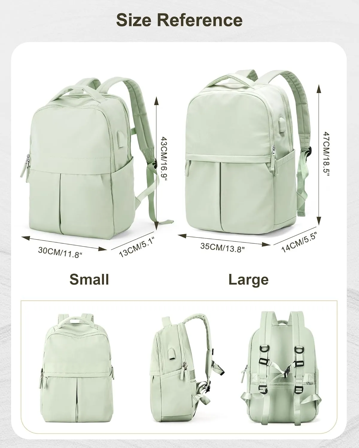 Women's Mochila Gym Work Teacher Backpack with Laptop Compartment - Lightweight Commuter & Travel Backpack - Green