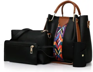 Women's PU Four-piece Set Bag Fashion Shoulder Portable Messenger Ribbon Handbag