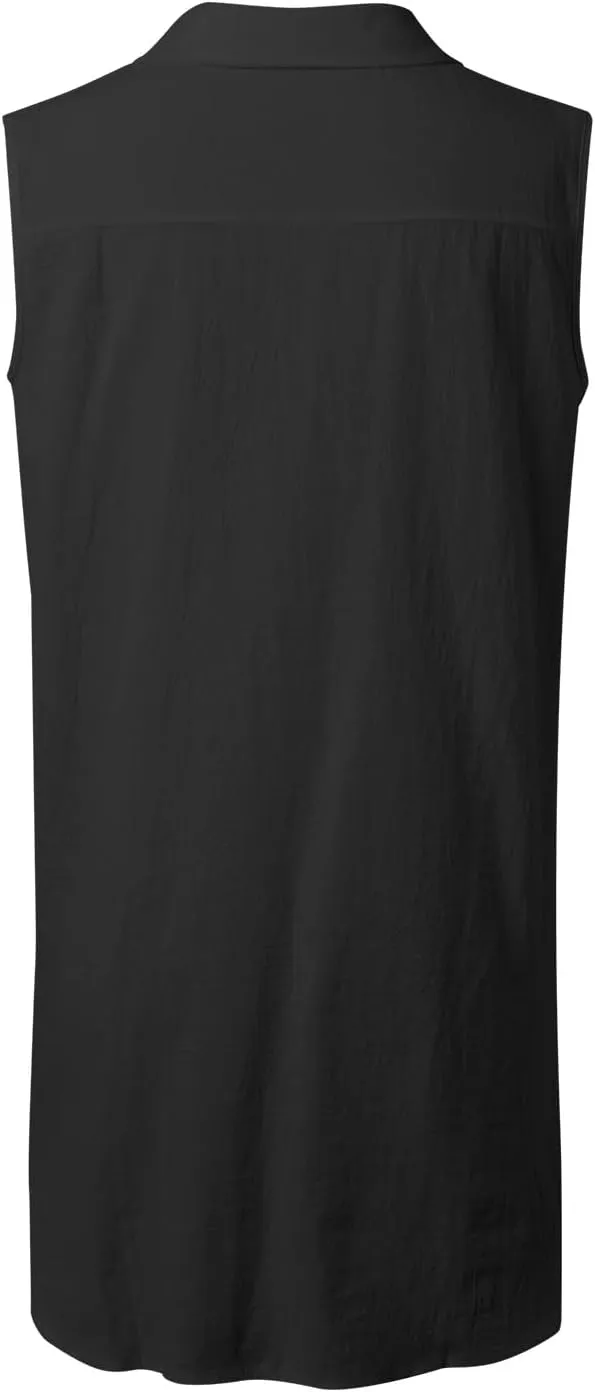 Womens Sleeveless Swimsuit Coverup Collar V Neck Bathing Suit Cover Ups Summer Swimwear Bikini Beach Casual Dresses