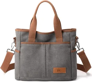 Women's Small Canvas Tote Purses Casual Multi-pocket Shoulder Crossbody Bag Everyday Handbags