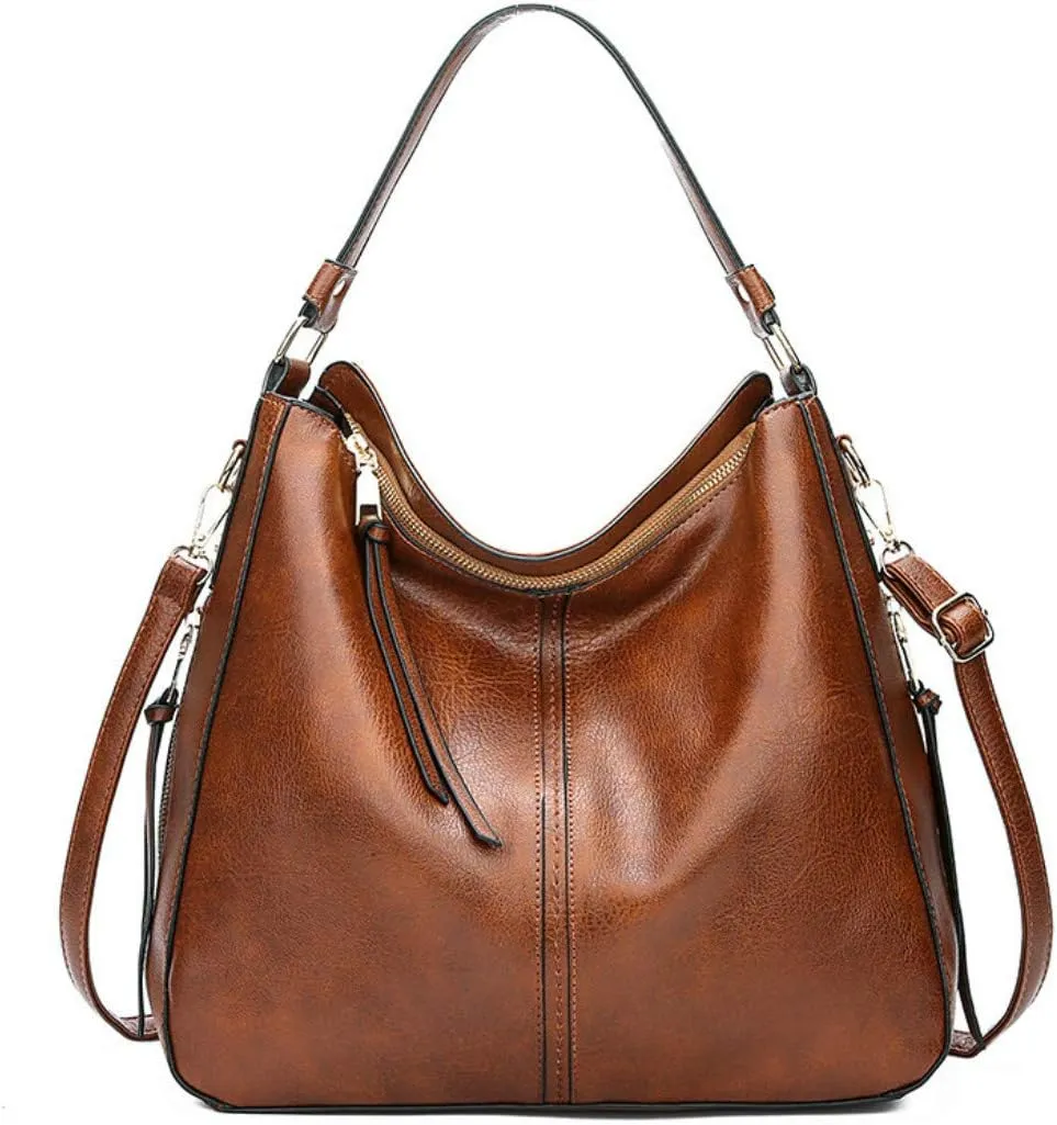 Women's Two-layer Cowhide Leather Fashion Handbag Temperament Messenger Shoulder Bag, One Color, One Size