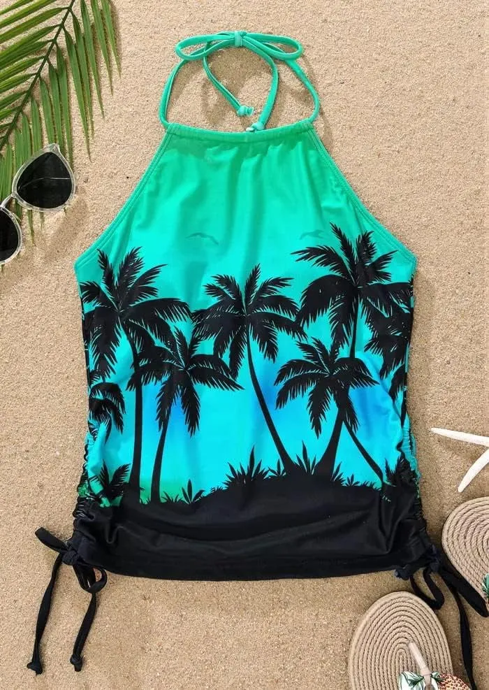 Womens Two-Piece Tankini Set Cow Skull with Leopard Print Sets Swimwear Tankini Top Sets Swimwear