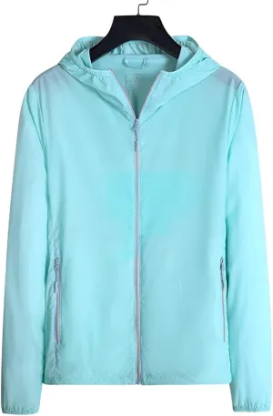 Women's UPF 50  Sun Protection Hoodie Jacket, Long Sleeve Hiking Outdoor Performance UV Shirt with Pockets (Color : Blue, Size : 3X-Large)
