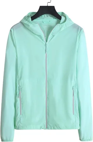 Women's UPF 50  Sun Protection Hoodie Jacket, Long Sleeve Hiking Outdoor Performance UV Shirt with Pockets (Color : Green, Size : 4X-Large)