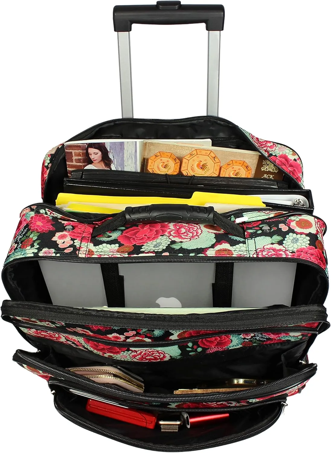 World Traveler Rolling 17-Inch Laptop Briefcase Computer Case, Flowers, One Size