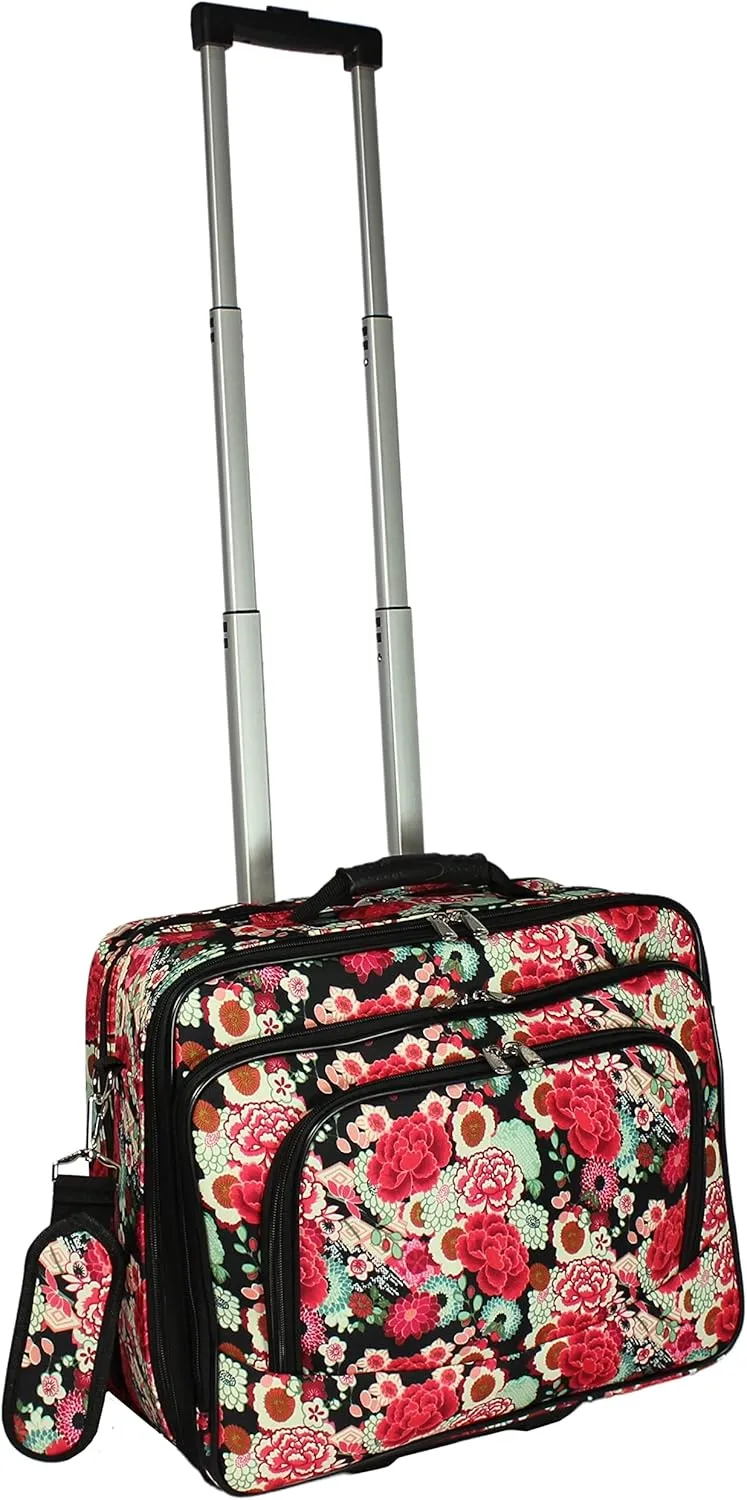 World Traveler Rolling 17-Inch Laptop Briefcase Computer Case, Flowers, One Size