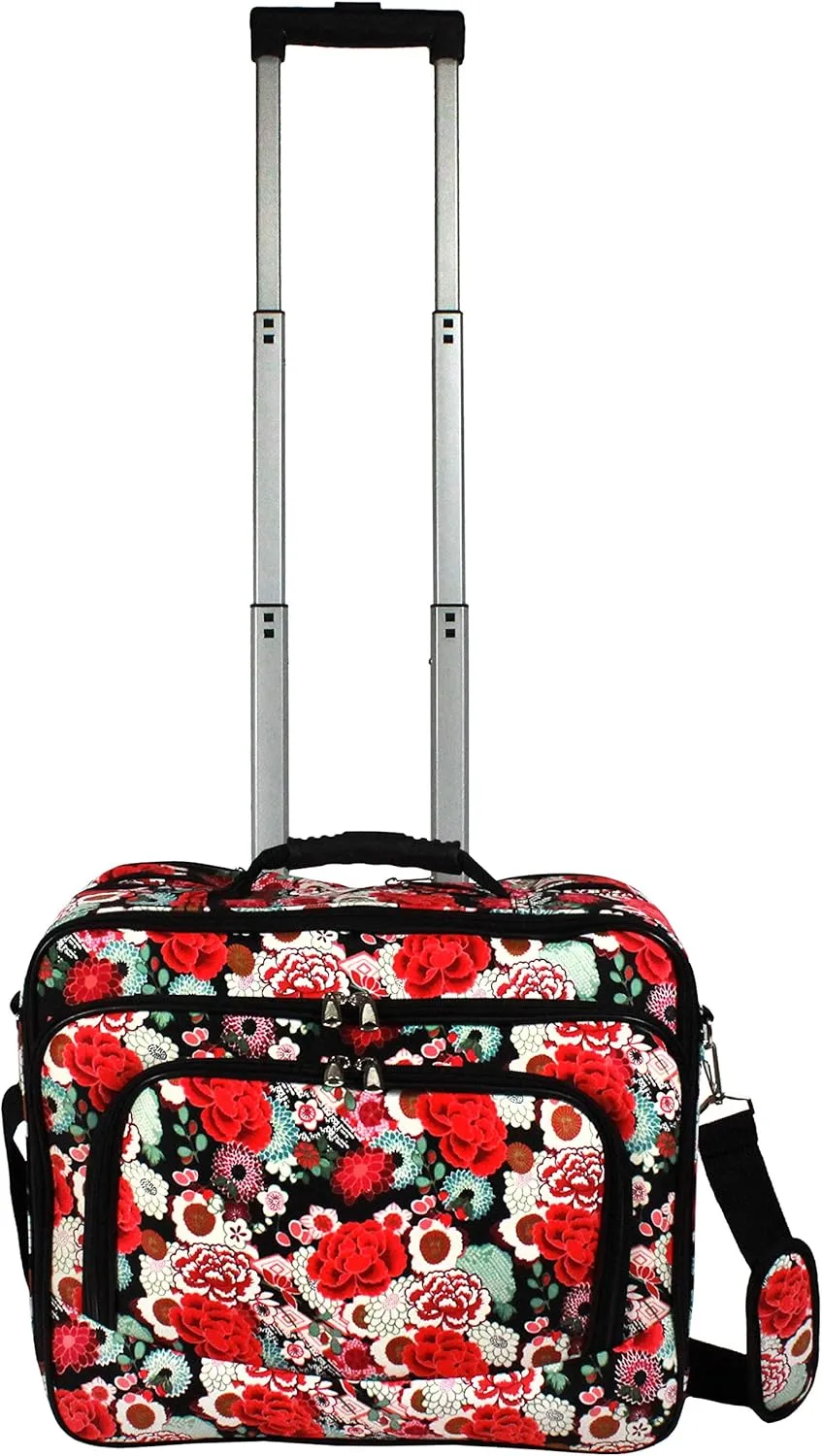 World Traveler Rolling 17-Inch Laptop Briefcase Computer Case, Flowers, One Size