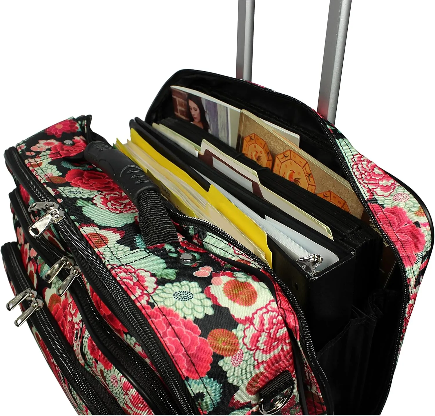 World Traveler Rolling 17-Inch Laptop Briefcase Computer Case, Flowers, One Size