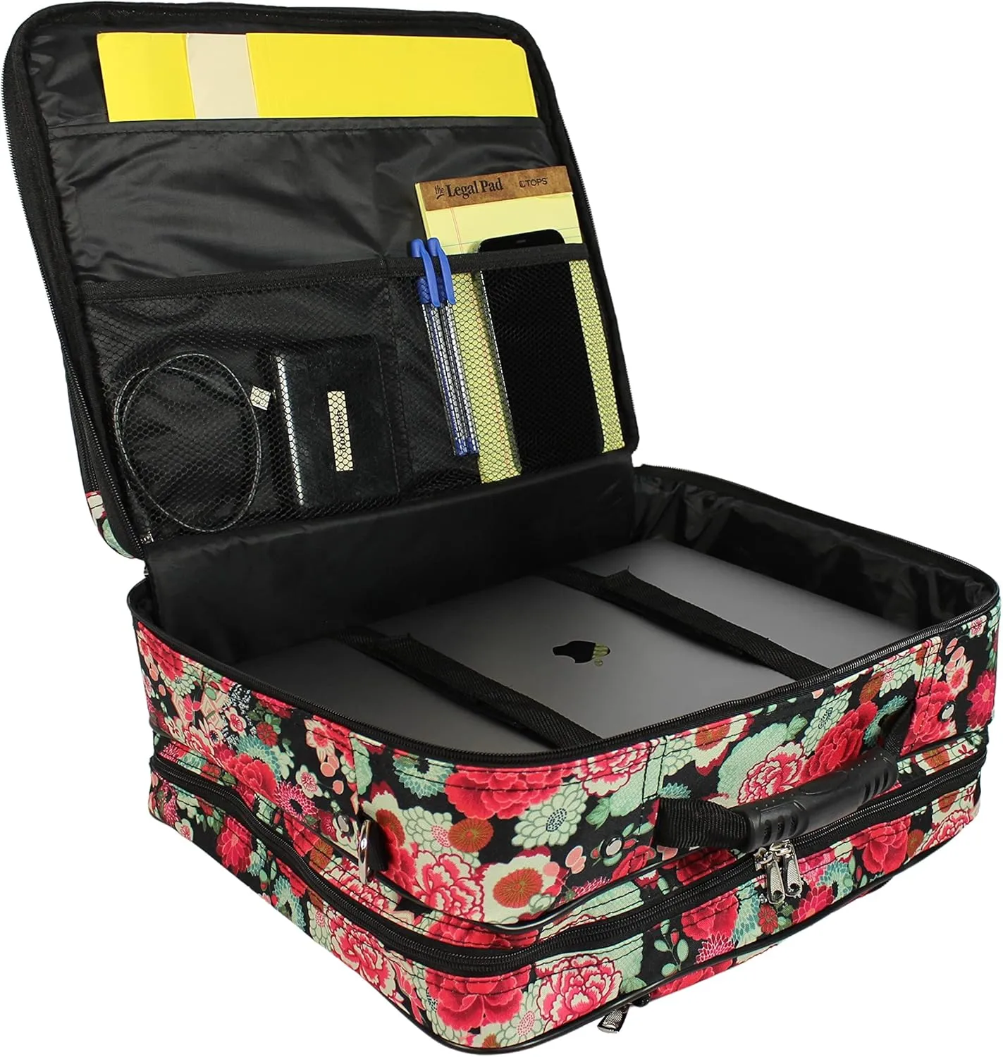 World Traveler Rolling 17-Inch Laptop Briefcase Computer Case, Flowers, One Size