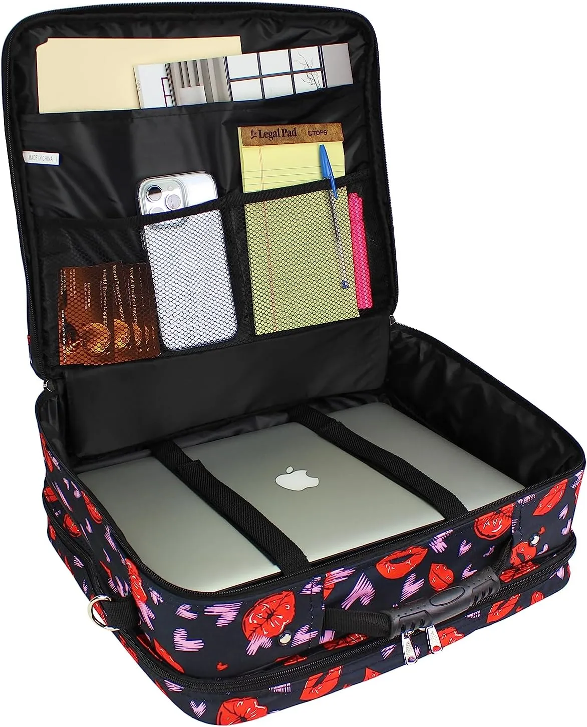 World Traveler Rolling 17-Inch Laptop Briefcase Computer Case, Lips and Hearts, One Size