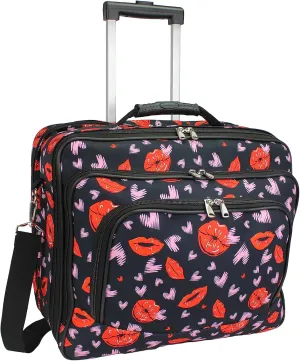 World Traveler Rolling 17-Inch Laptop Briefcase Computer Case, Lips and Hearts, One Size