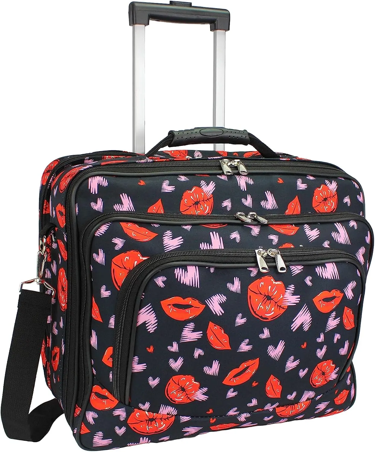World Traveler Rolling 17-Inch Laptop Briefcase Computer Case, Lips and Hearts, One Size