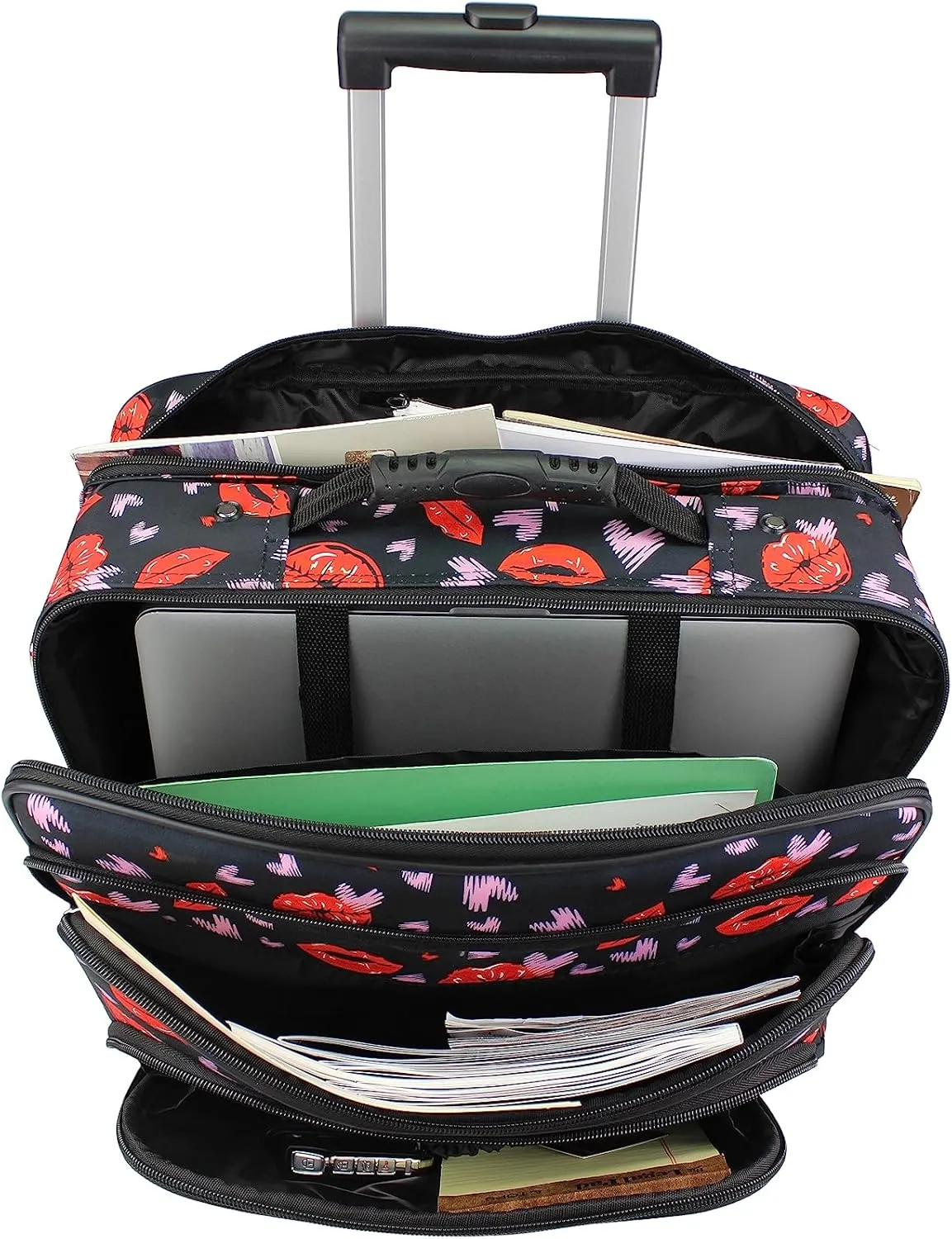 World Traveler Rolling 17-Inch Laptop Briefcase Computer Case, Lips and Hearts, One Size