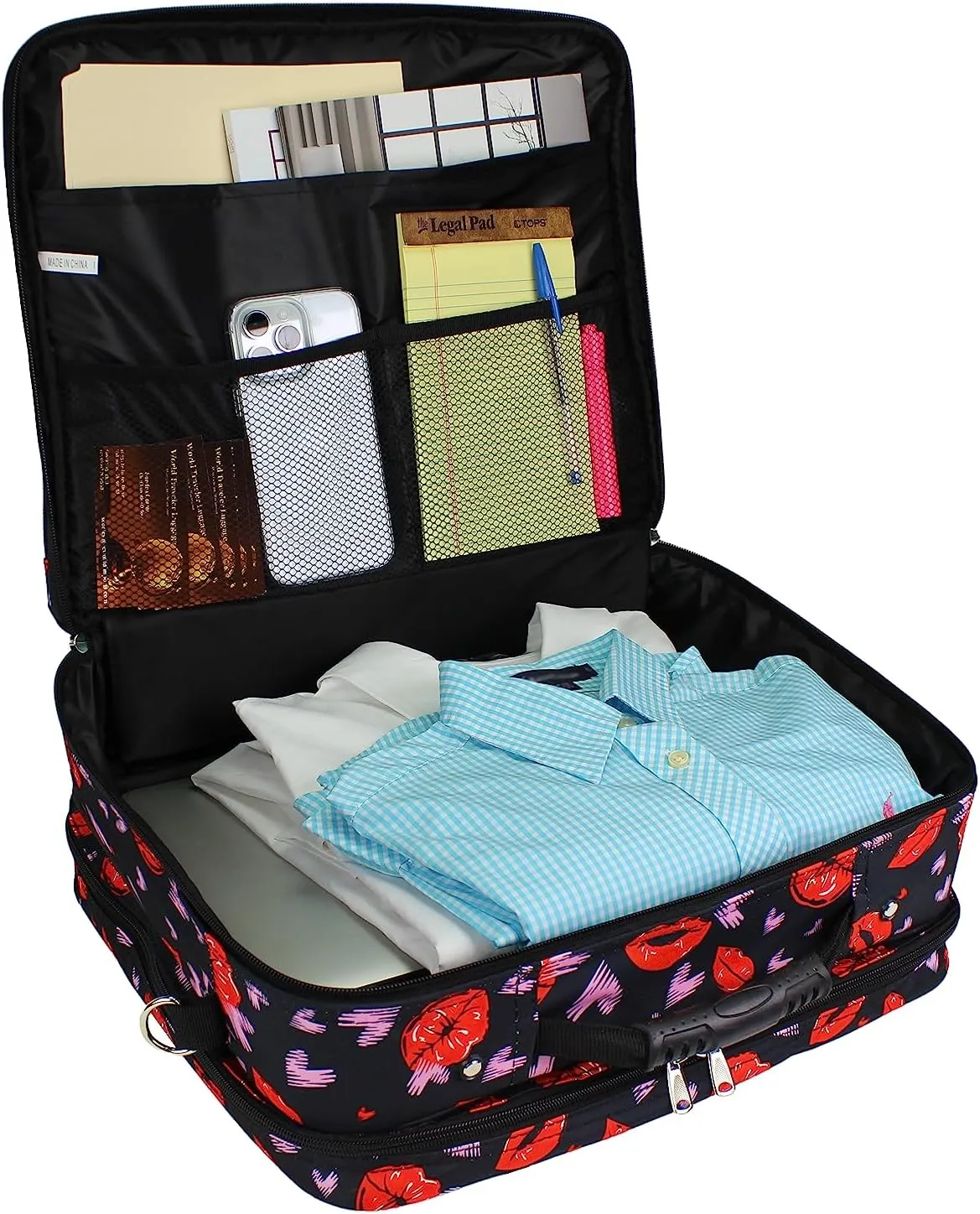 World Traveler Rolling 17-Inch Laptop Briefcase Computer Case, Lips and Hearts, One Size