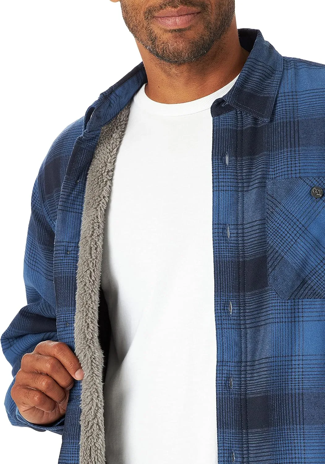 Wrangler Authentics Men's Long Sleeve Sherpa Lined Shirt Jacket