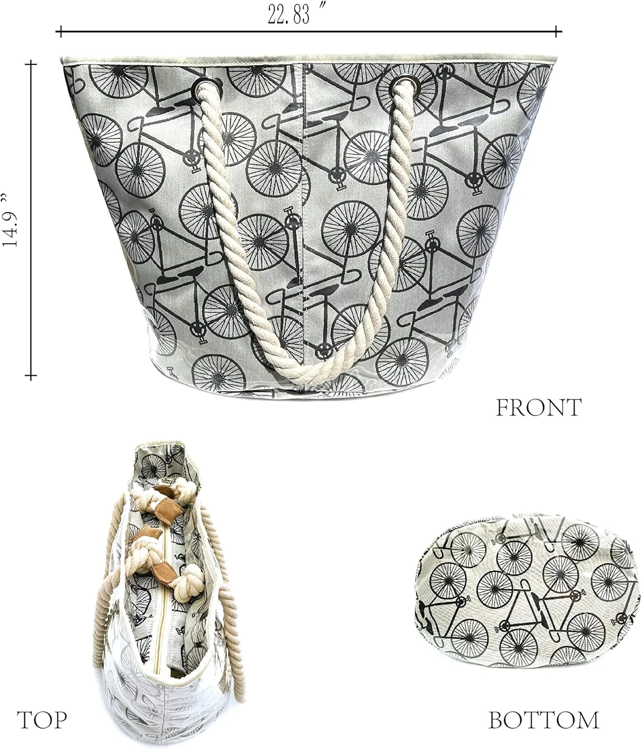 XL-Beach Tote Bag For Women and Swimming Pool Bag. Has External Transparent Waterproof And Sand Proof Layer